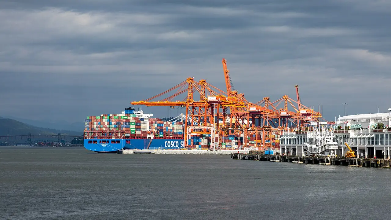 Container ships at the Port of Vancouver