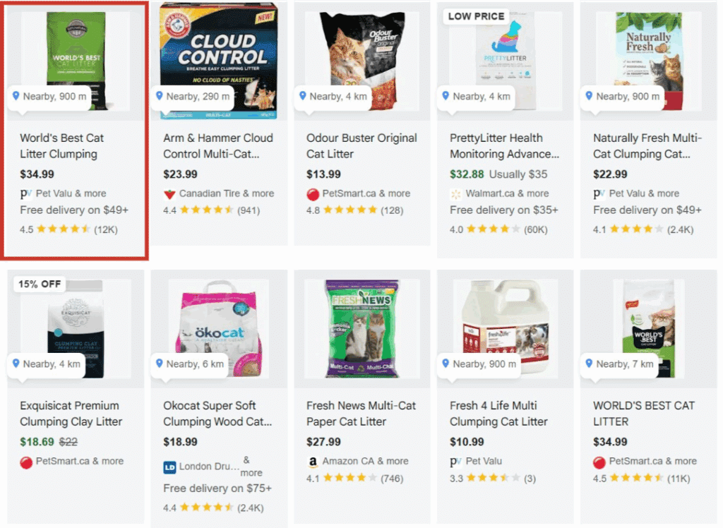 e-commerce ad campaign in Google product listings