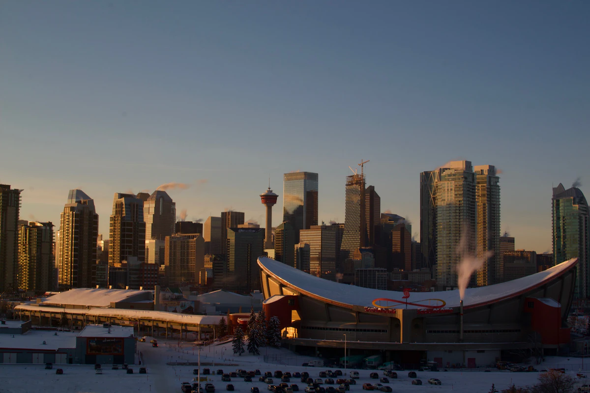 Calgary skyline at golden hour