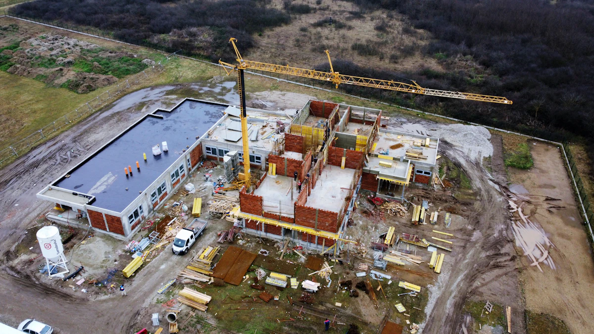 Building under construction from above