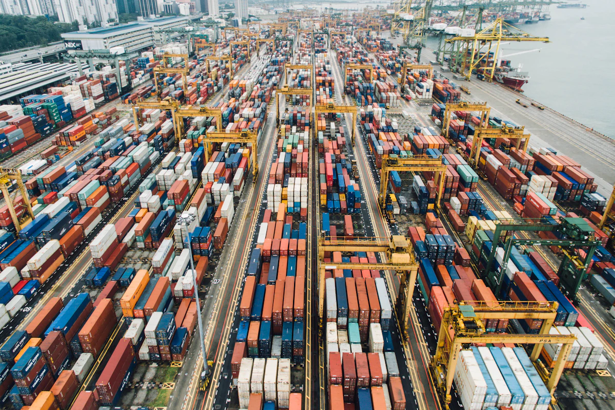 Container terminal with cranes